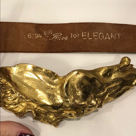 Christopher Ross Vintage 24k Wild Horse Head Belt - Picture 3 of 7